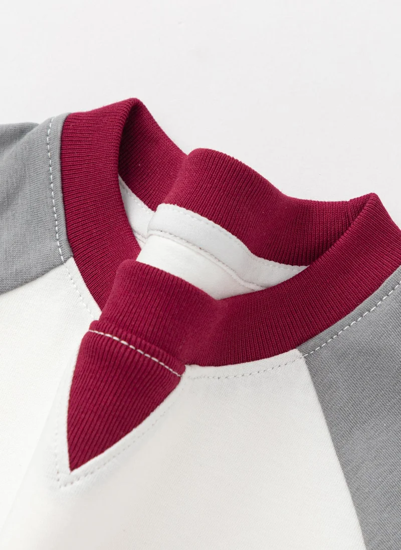 Balabala Grey/White Toddler Boys Round v-neck long-sleeved T-shirt for Men | Best Price UAE